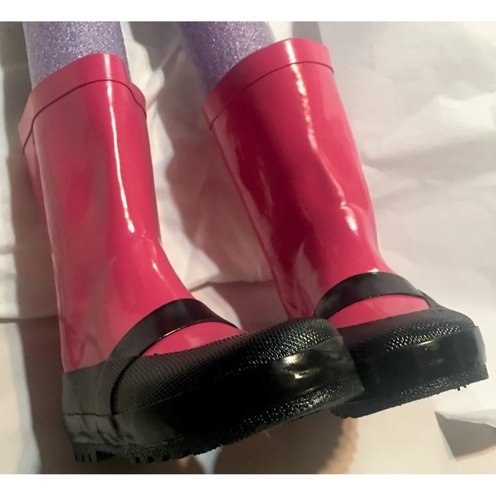 Girls Hot Pink Mary Jane Rubber Rain Boots Corkys size 11